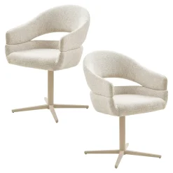 Chaise pivotante beige chiné design avec pied gris (lot de 2) MONTREUX