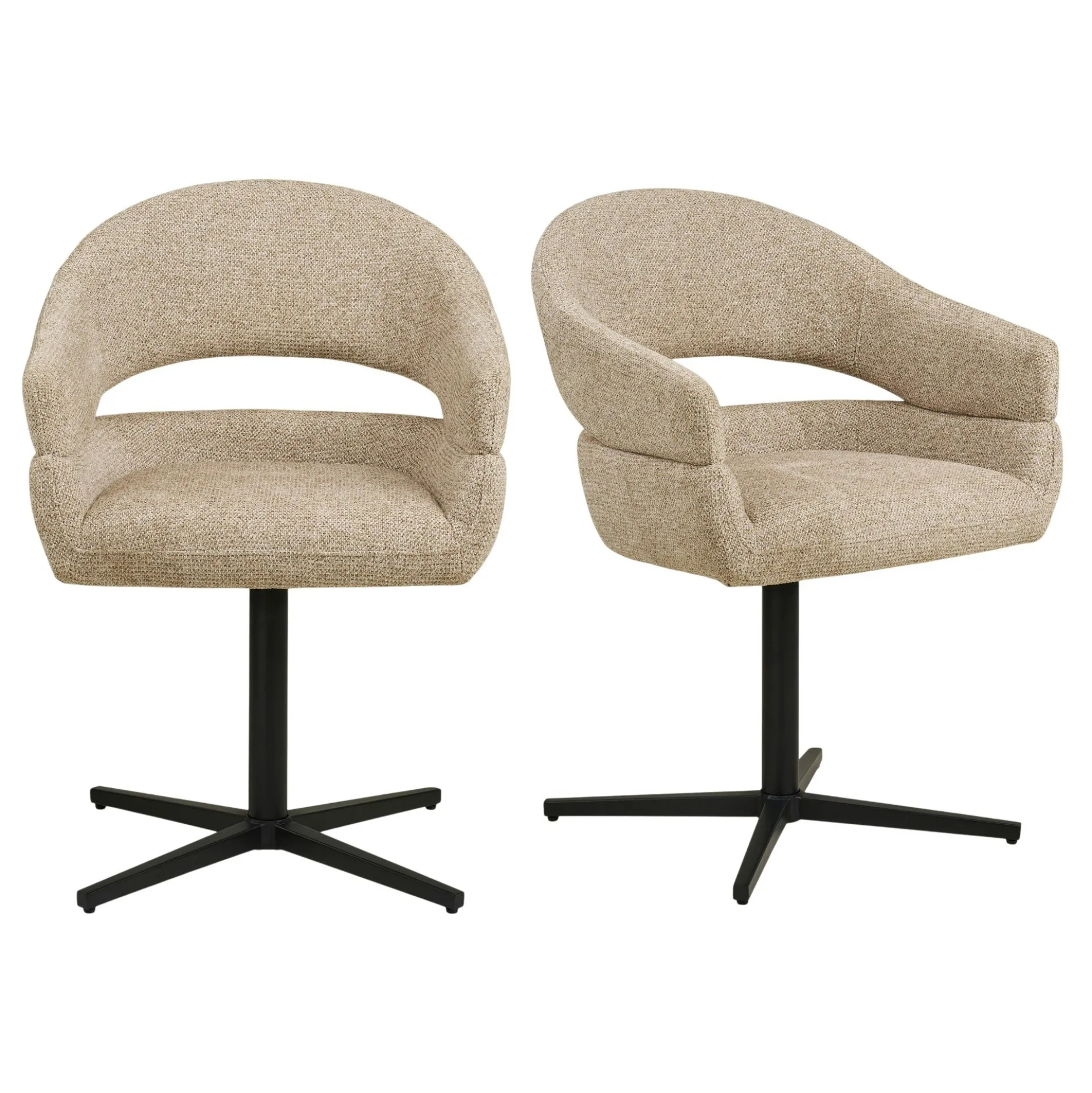 Chaise pivotante beige design avec pied noir (lot de 2) MONTREUX