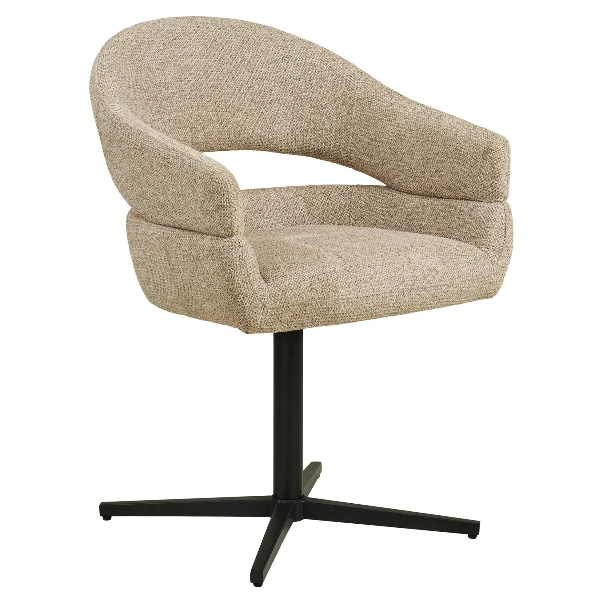 Chaise pivotante beige design avec pied noir (lot de 2) MONTREUX