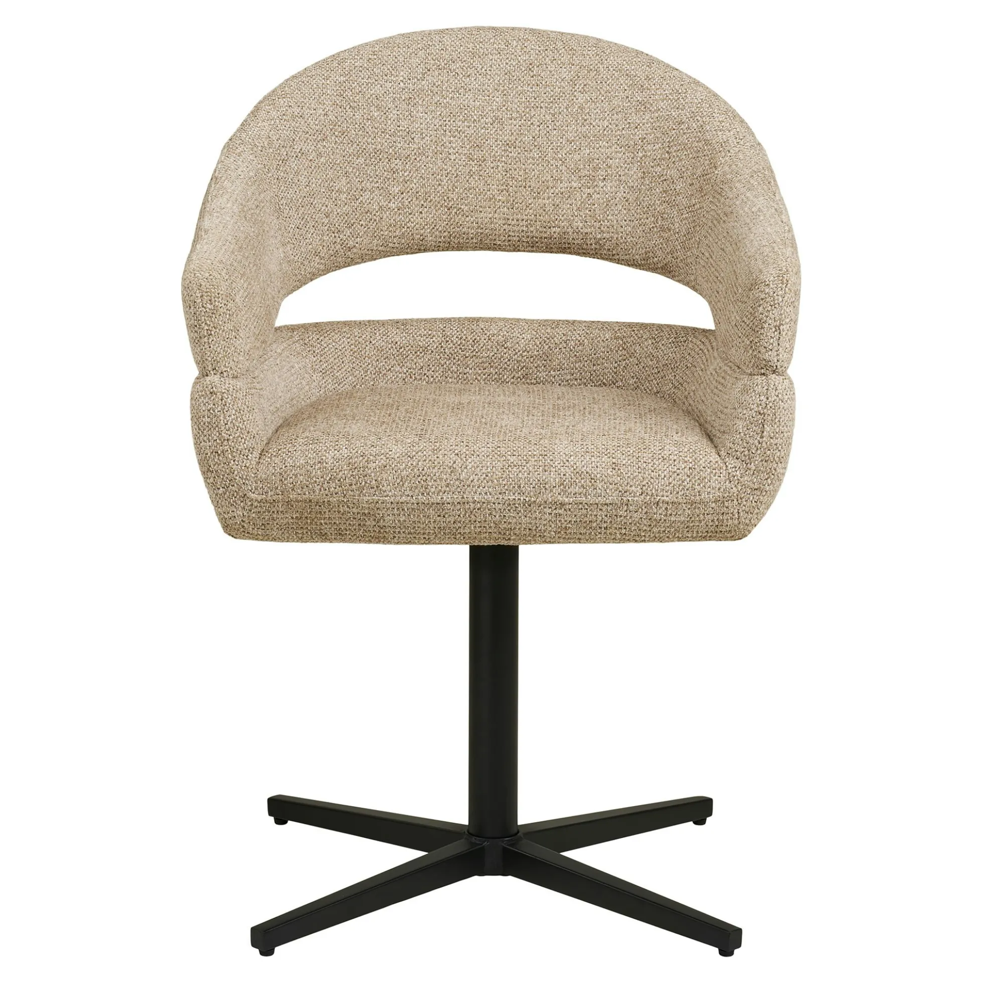 Chaise pivotante beige design avec pied noir (lot de 2) MONTREUX