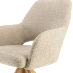 Chaise pivotante beige dossier droit - pieds bois LINEA