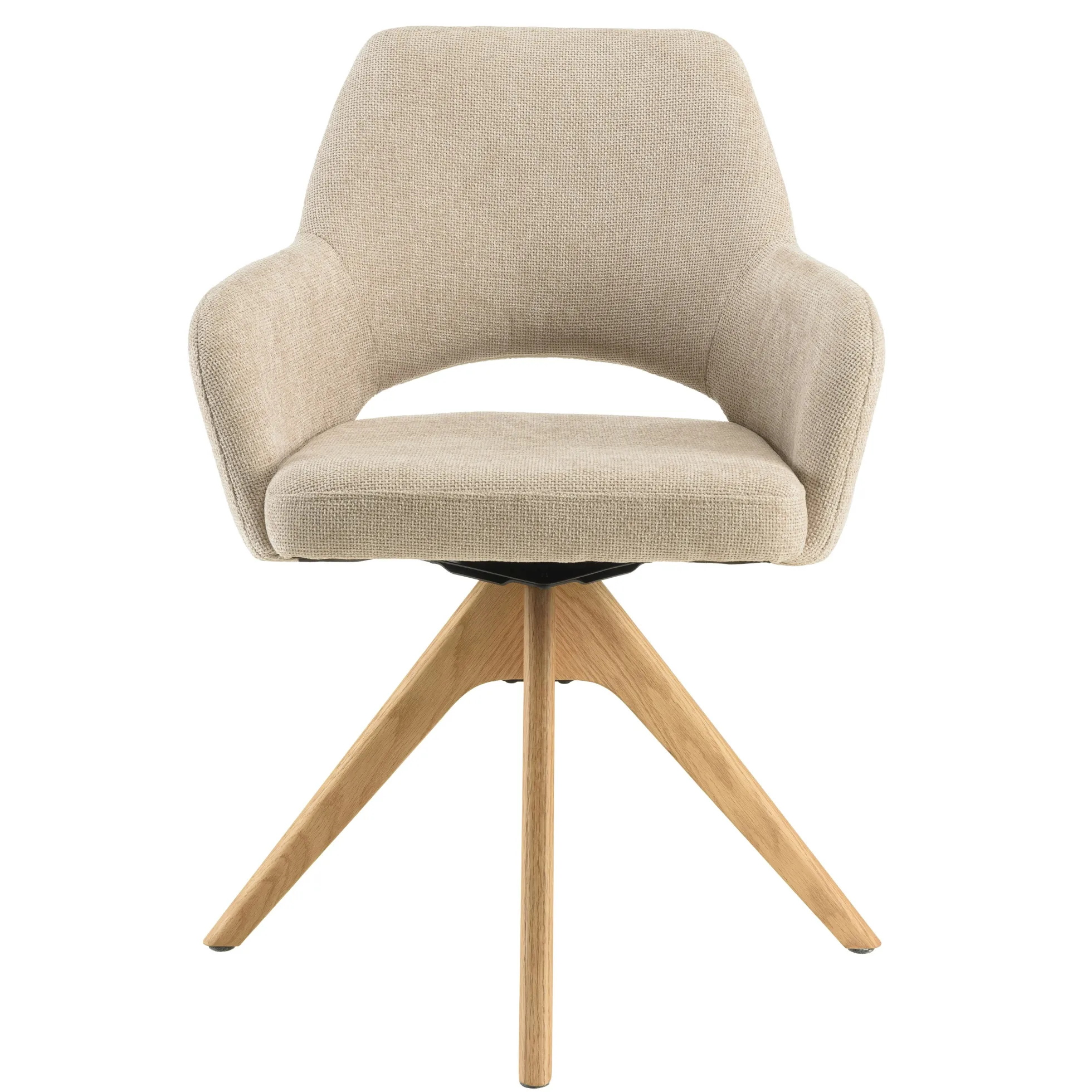 Chaise pivotante beige dossier droit - pieds bois LINEA