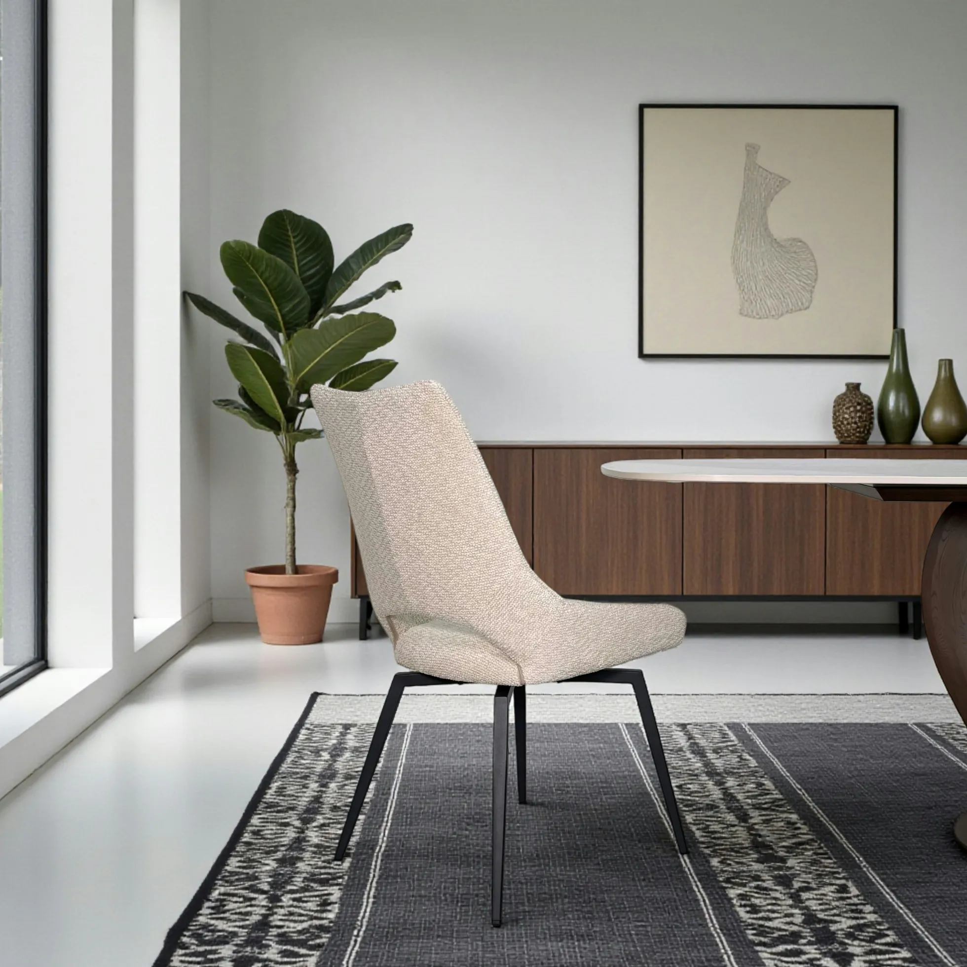 Chaise pivotante beige, dossier ouvert (lot de 2) LIGURIE