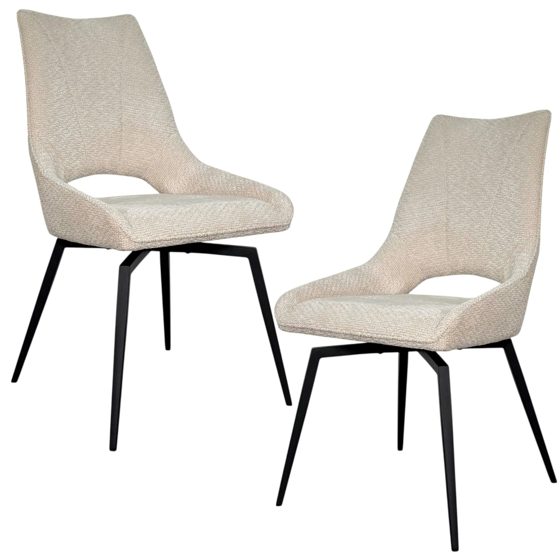 Chaise pivotante beige, dossier ouvert (lot de 2) LIGURIE