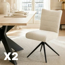 Chaise pivotante beige en tissu texturé (x2) RIVANO