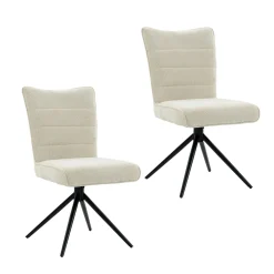 Chaise pivotante beige en tissu texturé (x2) RIVANO