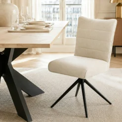 Chaise pivotante beige en tissu texturé (x2) RIVANO