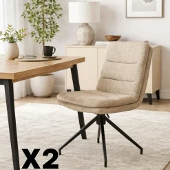 Chaise pivotante beige en tissu doux texturé (x2) PALERME