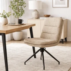 Chaise pivotante beige en tissu doux texturé (x2) PALERME