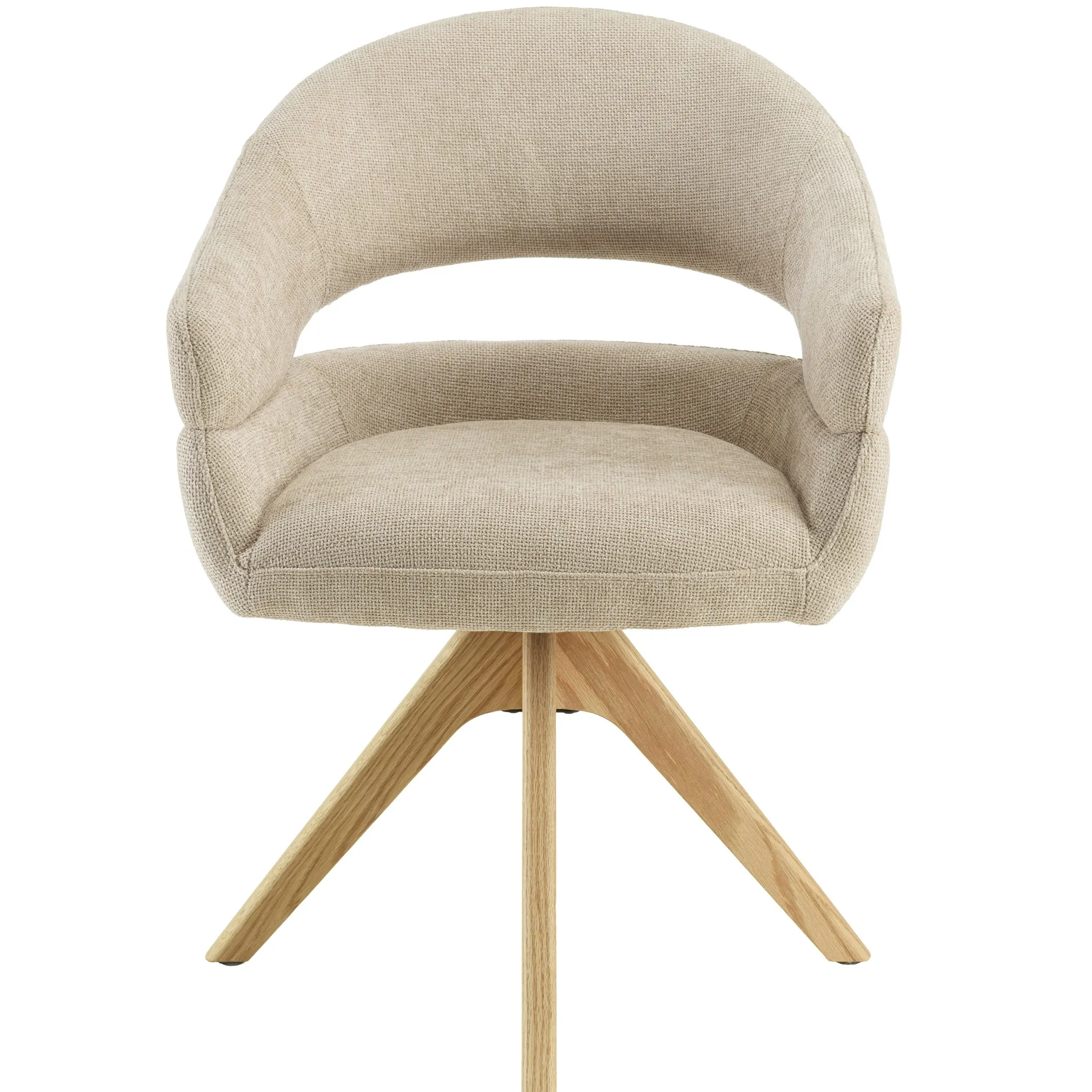 Chaise pivotante beige - pieds bois LINEA