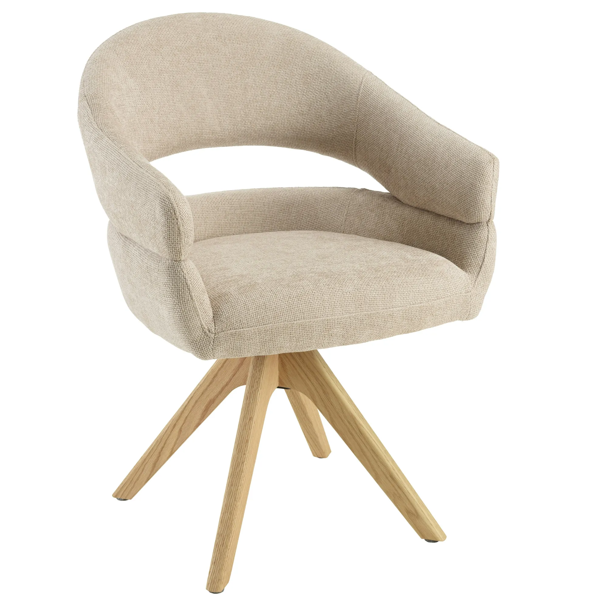 Chaise pivotante beige - pieds bois LINEA
