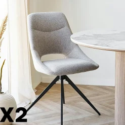 Chaise pivotante beige sable à dossier ouvert (lot de 2) BERLIN