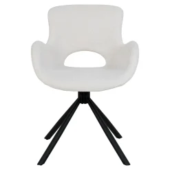 Chaise pivotante blanche en tissu bouclette, dossier ouvert (lot de 2) SAVONE