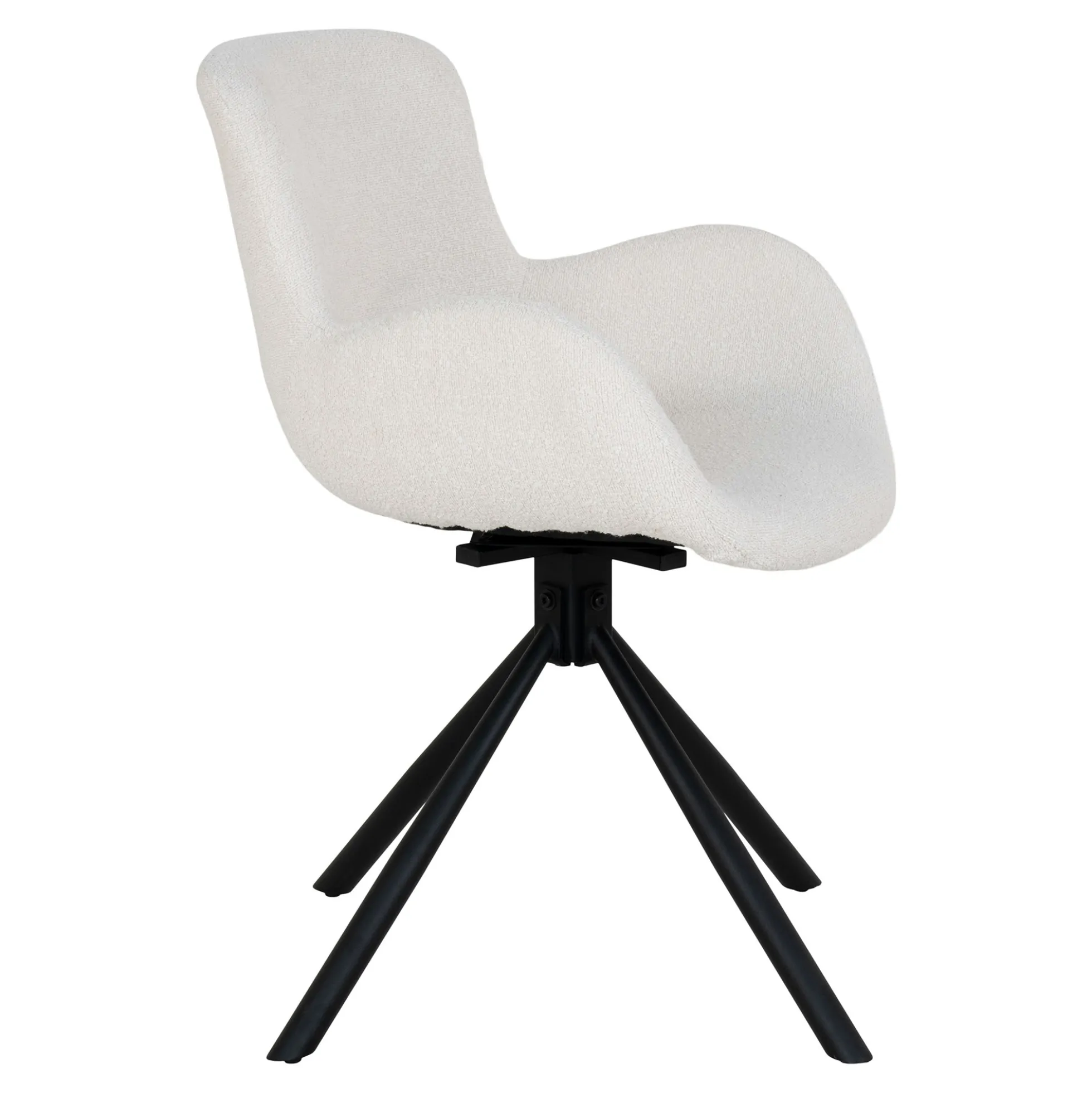 Chaise pivotante blanche en tissu bouclette, dossier ouvert (lot de 2) SAVONE