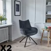 Chaise pivotante bleue à accoudoirs (lot de 2) IENA