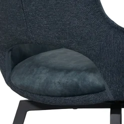 Chaise pivotante bleue bi-matière, dossier en T (lot de 2) LOMBARDIE