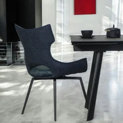 Chaise pivotante bleue bi-matière, dossier en T (lot de 2) LOMBARDIE