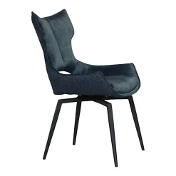 Chaise pivotante bleue bi-matière, dossier en T (lot de 2) LOMBARDIE