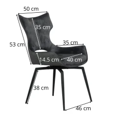 Chaise pivotante bleue bi-matière, dossier en T (lot de 2) LOMBARDIE