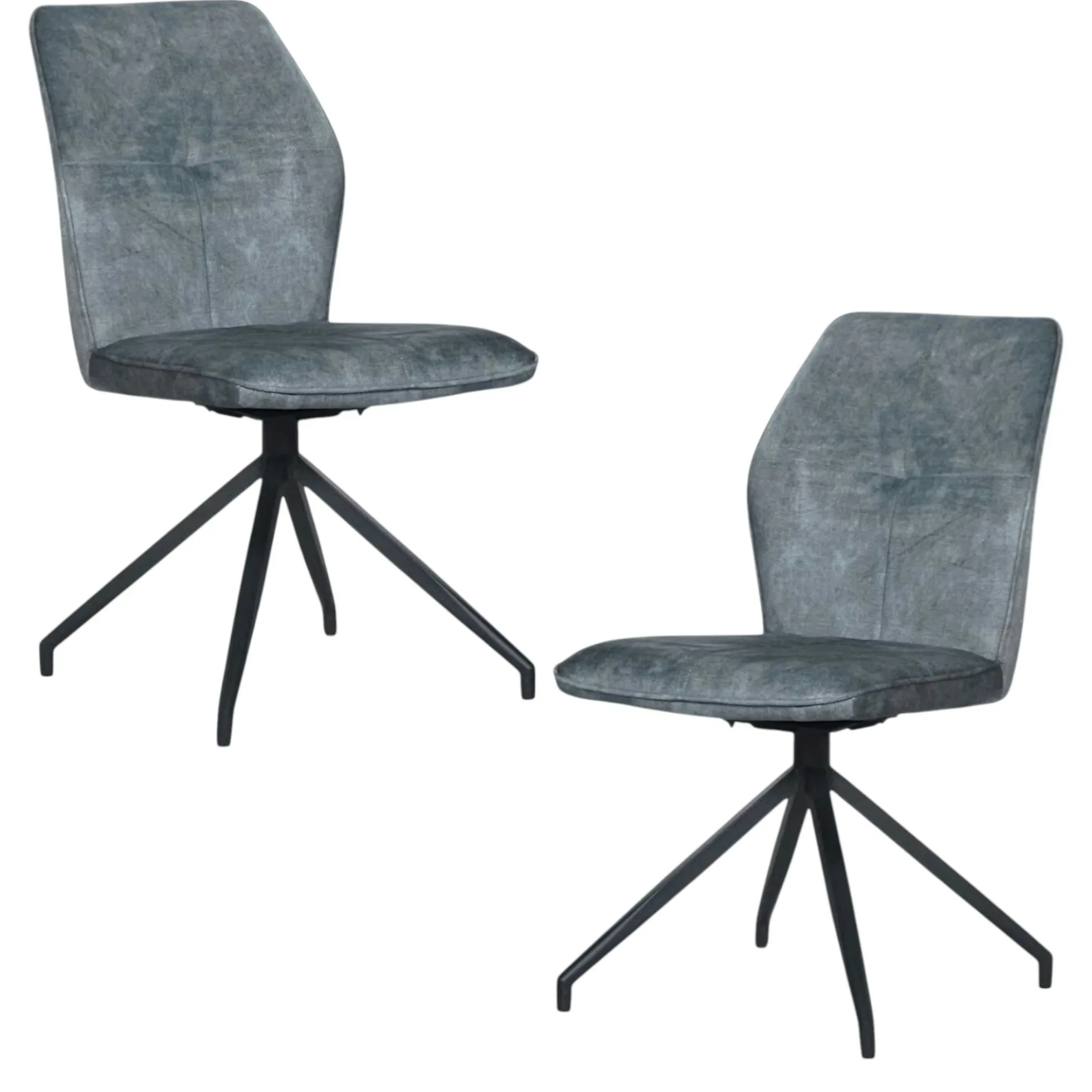 Chaise pivotante bleue en velours patiné avec poignée (lot de 2) LOMBARDIE
