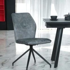 Chaise pivotante bleue en velours patiné avec poignée (lot de 2) LOMBARDIE
