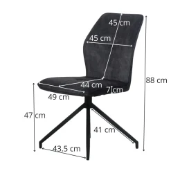 Chaise pivotante bleue en velours patiné avec poignée (lot de 2) LOMBARDIE