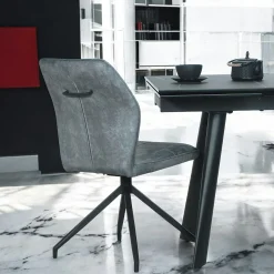 Chaise pivotante bleue en velours patiné avec poignée (lot de 2) LOMBARDIE