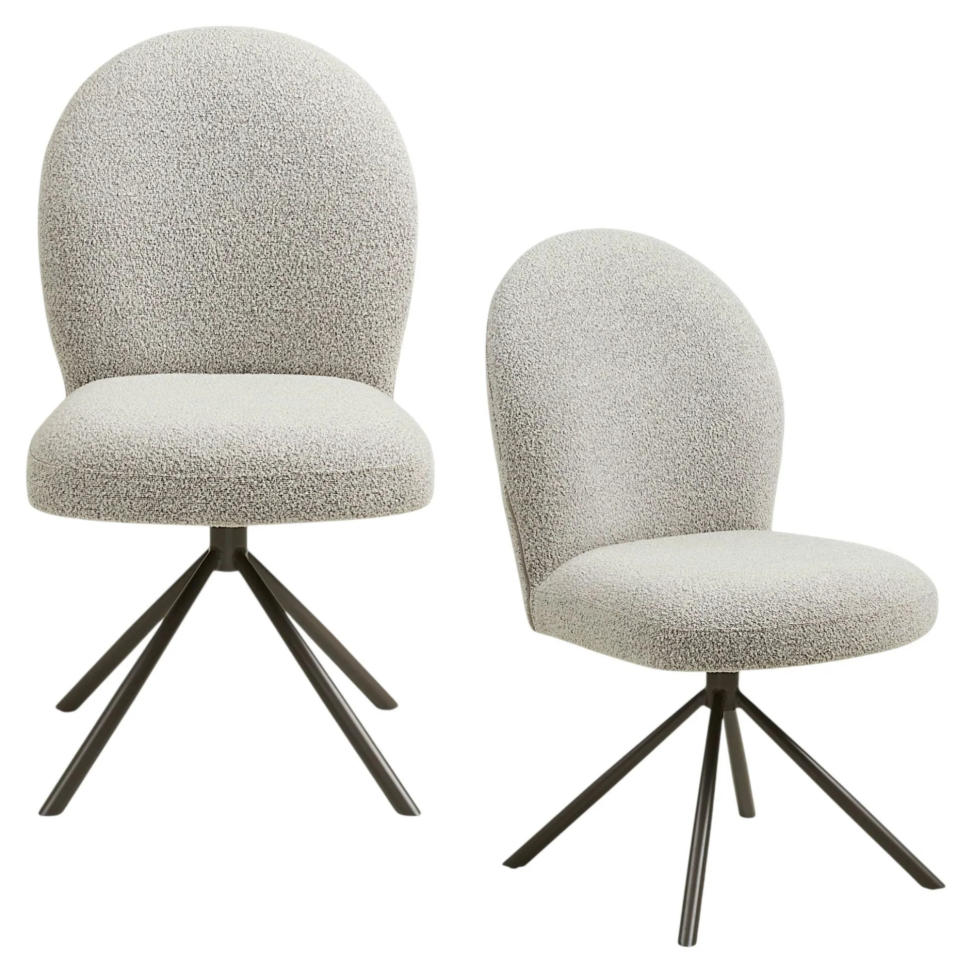 Chaise pivotante bouclette sable pied gris (lot de 2) BERLIN