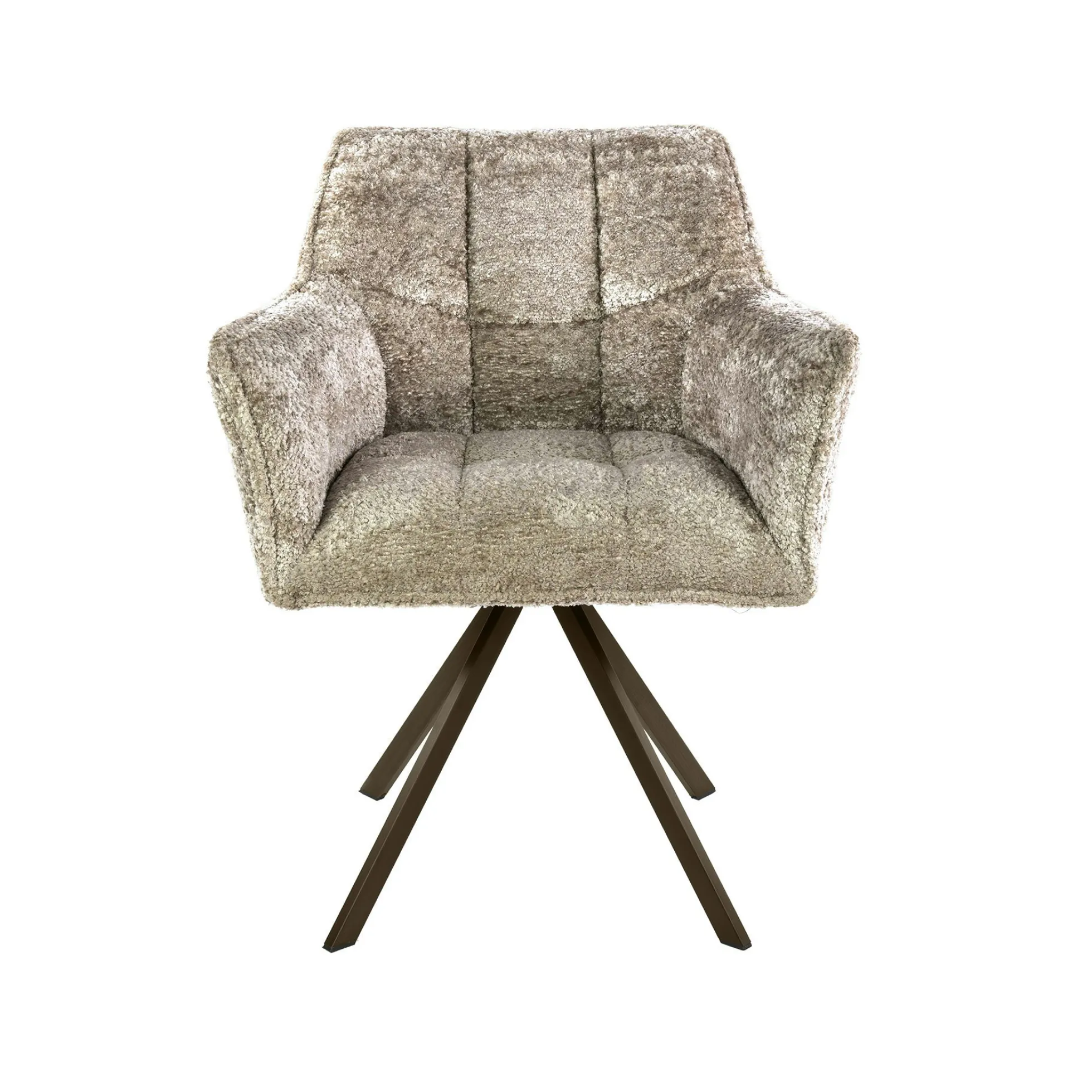 Chaise pivotante bouclette sable pied bronze (lot de 2) MELBOURNE