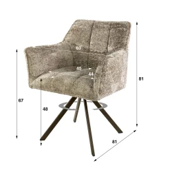Chaise pivotante bouclette sable pied bronze (lot de 2) MELBOURNE