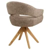 Chaise pivotante brune design avec pied chêne (lot de 2) MONTREUX