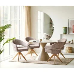 Chaise pivotante brune design avec pied chêne (lot de 2) MONTREUX