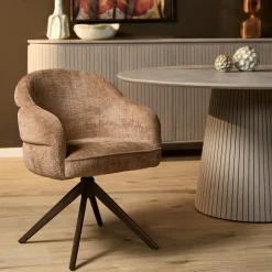 Chaise pivotante cannelle à dossier structuré (lot de 2) CORTINA