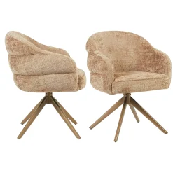 Chaise pivotante cannelle à dossier structuré (lot de 2) CORTINA