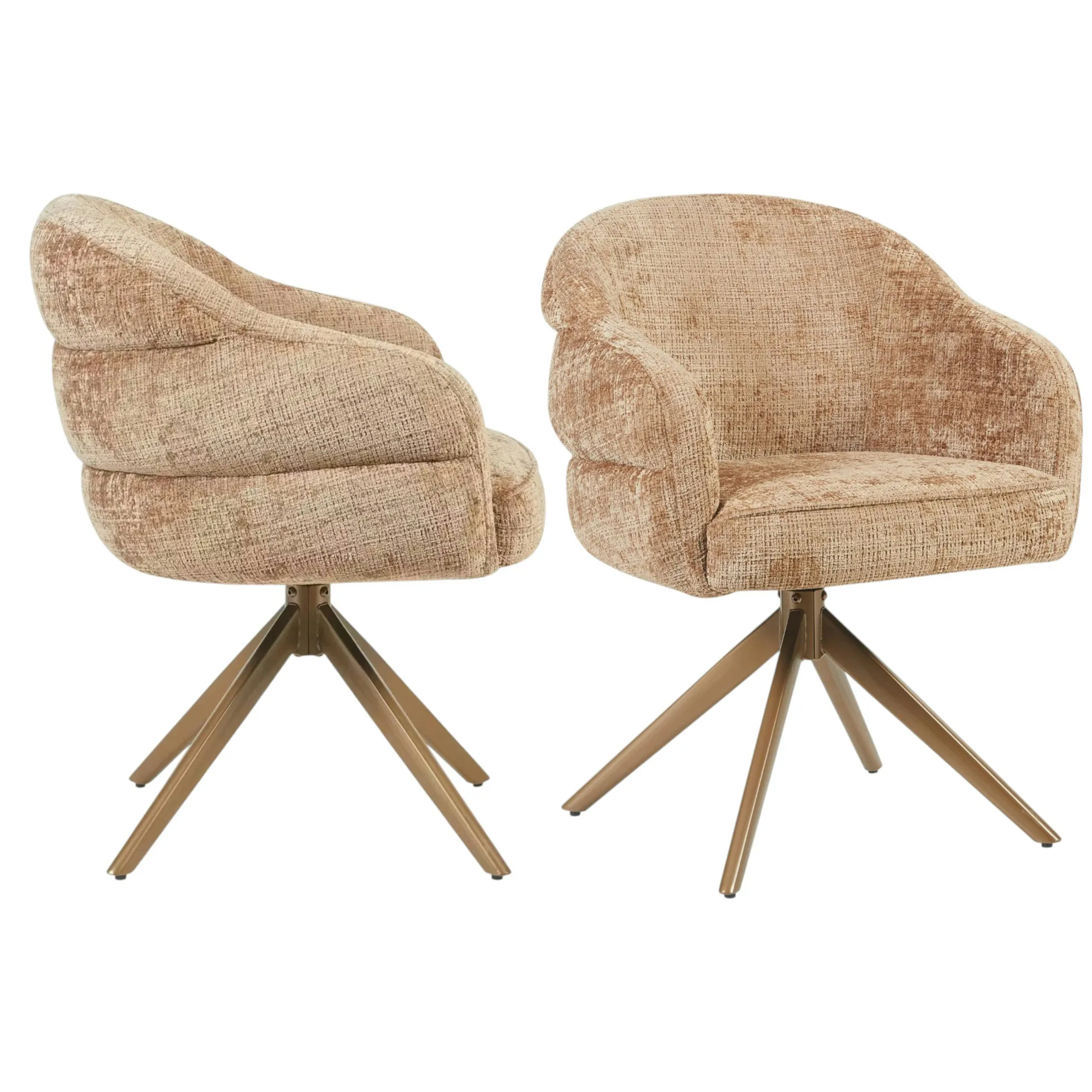 Chaise pivotante cannelle à dossier structuré (lot de 2) CORTINA