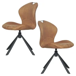 Chaise pivotante caramel avec dossier courbe, (lot de 2) LOMBARDIE