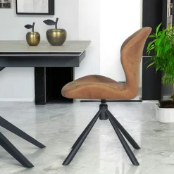 Chaise pivotante caramel avec dossier courbe, (lot de 2) LOMBARDIE