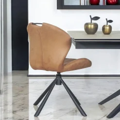 Chaise pivotante caramel avec dossier courbe, (lot de 2) LOMBARDIE