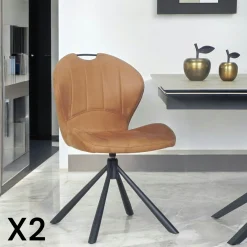 Chaise pivotante caramel avec dossier courbe, (lot de 2) LOMBARDIE