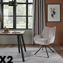 Chaise pivotante cendre à accoudoirs (lot de 2) IENA