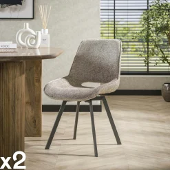 Chaise pivotante confort – beige, dos ajouré (lot de 2) ASCOLI