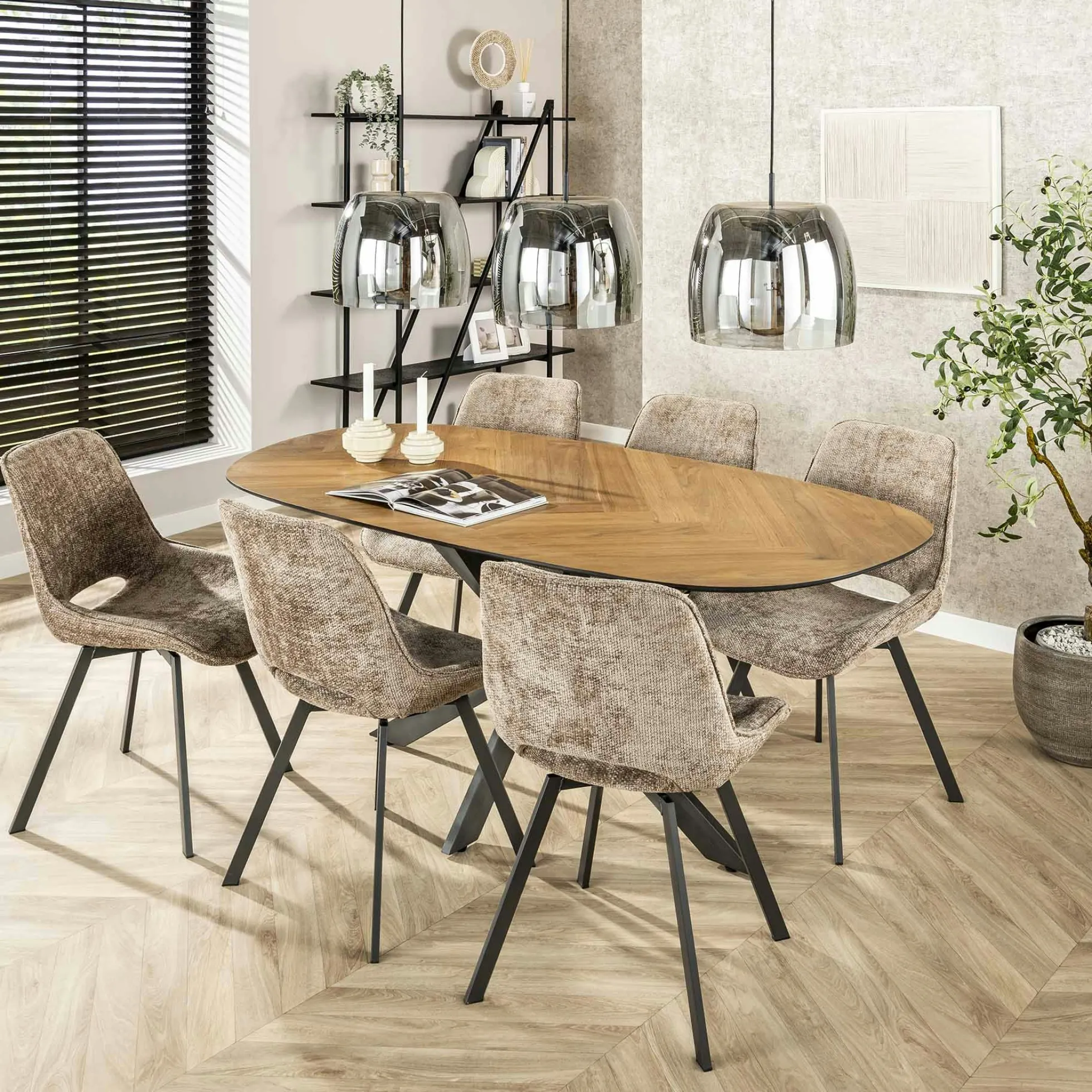 Chaise pivotante confort – grège, dos ajouré (lot de 2) ASCOLI