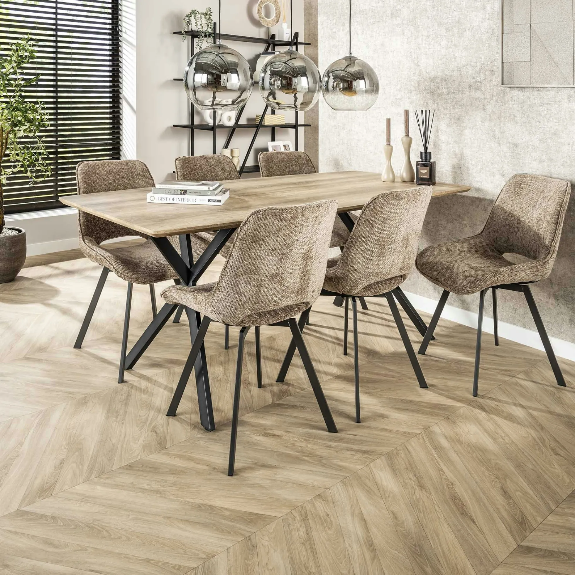 Chaise pivotante confort – grège, dos ajouré (lot de 2) ASCOLI