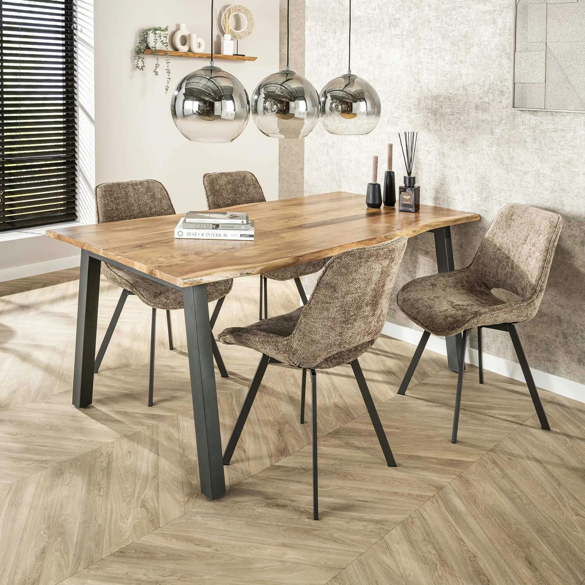 Chaise pivotante confort – grège, dos ajouré (lot de 2) ASCOLI