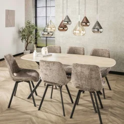 Chaise pivotante confort – grège, dos ajouré (lot de 2) ASCOLI