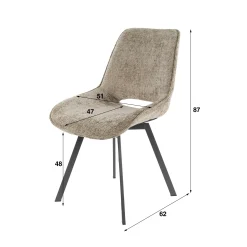 Chaise pivotante confort – taupe, dos ajouré (lot de 2) ASCOLI