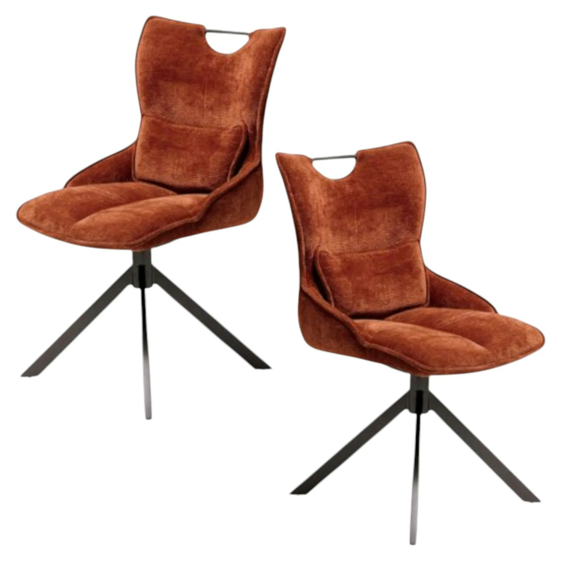 Chaise pivotante coussin et poignée tissu rouille (lot de 2) IENA