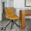 Chaise pivotante coussin et poignée tissu ocre (lot de 2) IENA