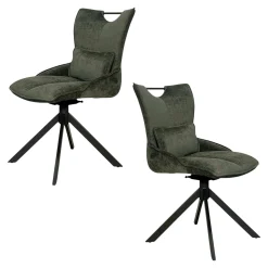 Chaise pivotante coussin et poignée tissu vert (lot de 2) IENA