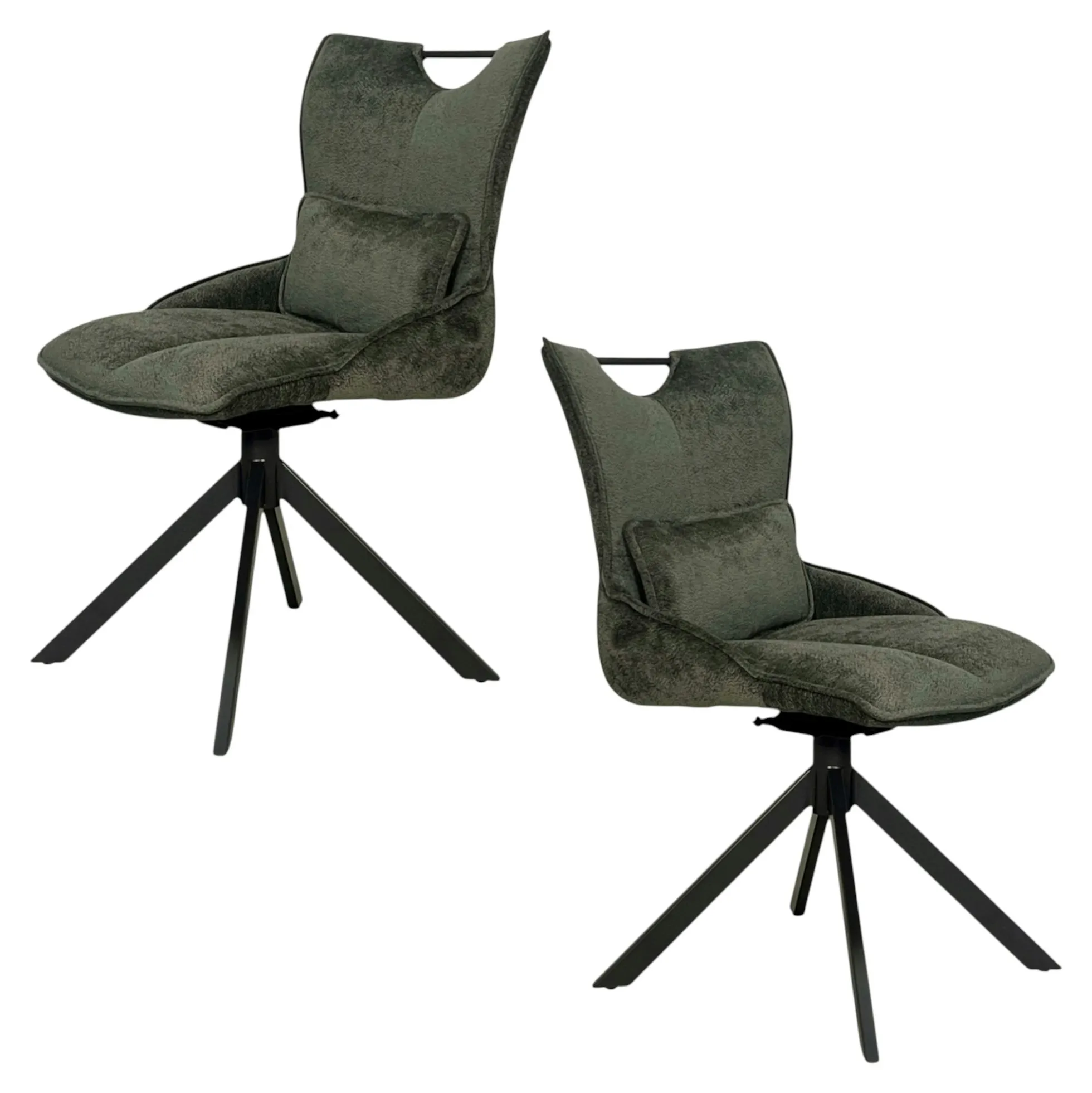 Chaise pivotante coussin et poignée tissu vert (lot de 2) IENA